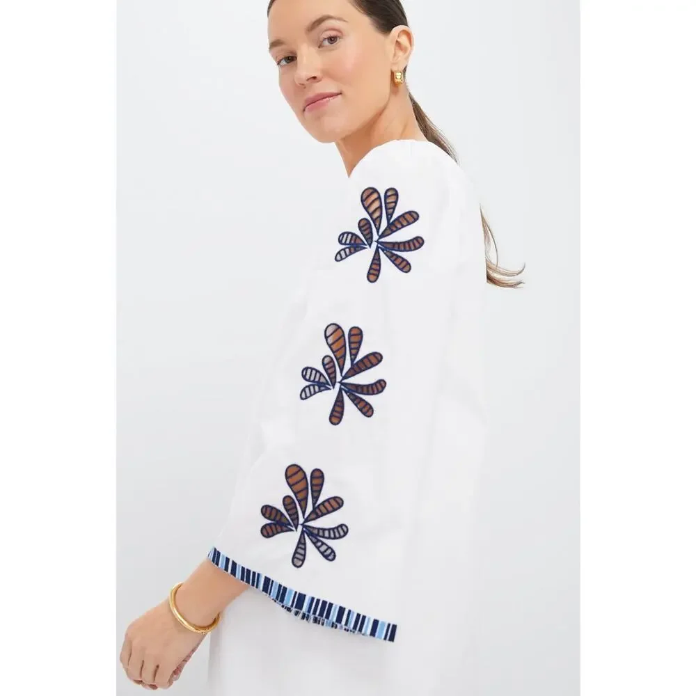 HYACINTH HOUSE White & Blue Embroidery Atlantic Mini Dress Size XL NWT - Picture 5 of 7